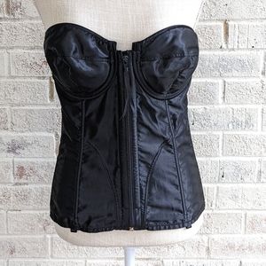 VINTAGE BLACK SATIN LADY MARLENE BUSTIER CORSET 38D MADONNA COSPLAY DOMANATRIX
